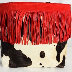 💼 Savini Bettina 100% Cow Hide Hair Red Fringe